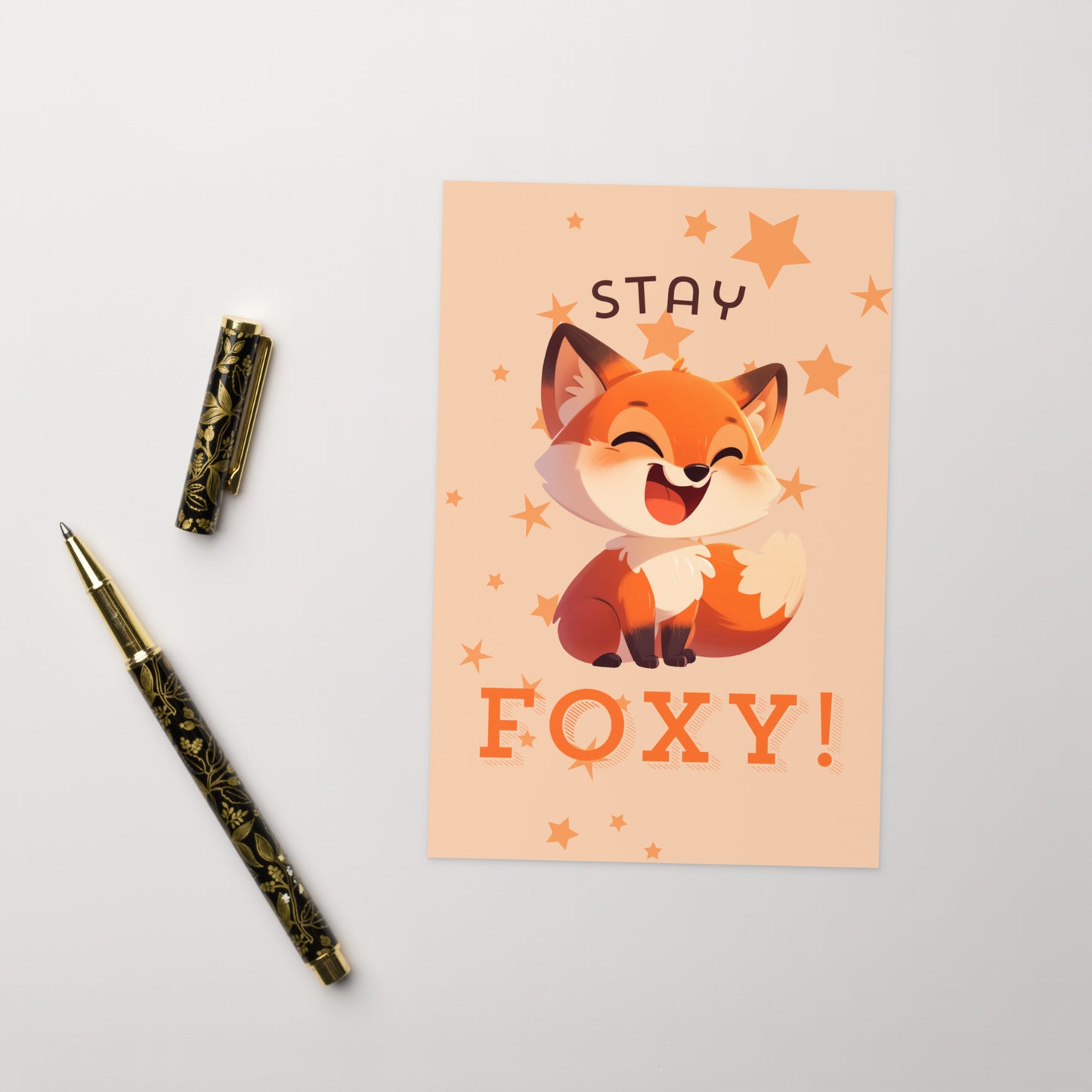 Restez foxy dessin animé renard roux Carte de vœux