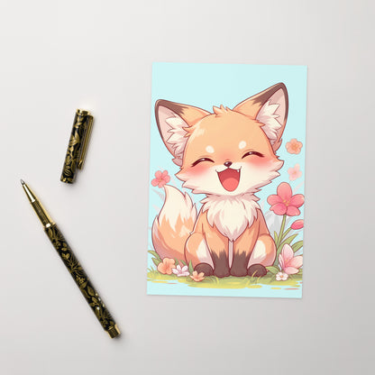 Cute red fox smiling blank Greeting card