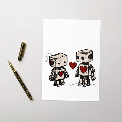 Couple de robots amoureux - Carte de voeux