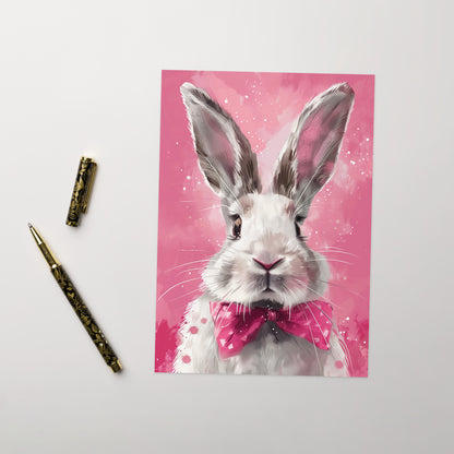 White bunny with pink bow Greeting card