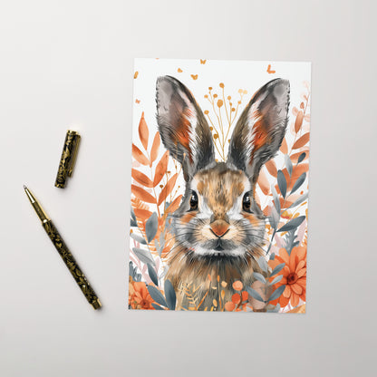 Brown tabby field bunny Greeting card