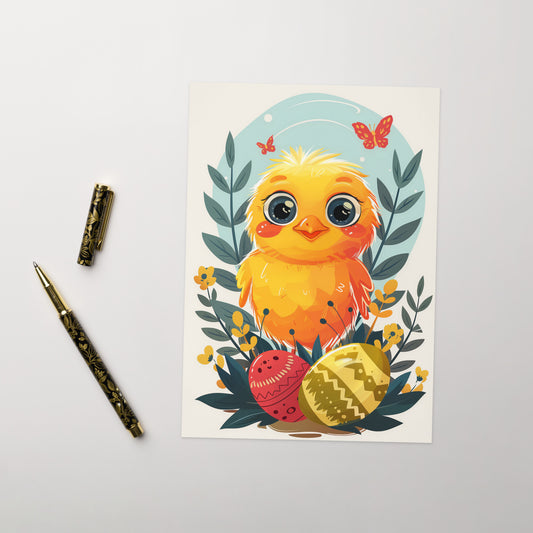 Cute yellow chick for Easter Greeting card