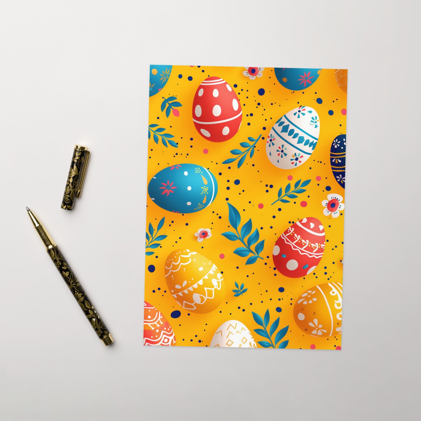 Yellow Easter eggs pattern Greeting card