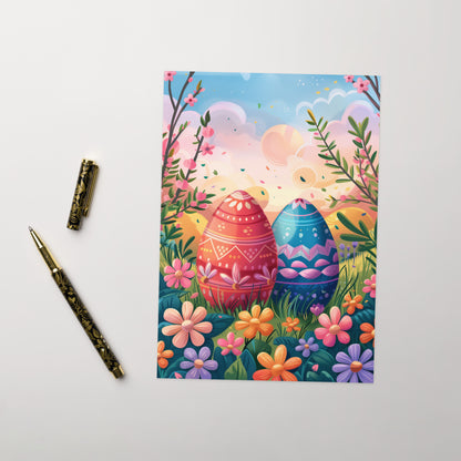 Two Easter eggs in a field Greeting card