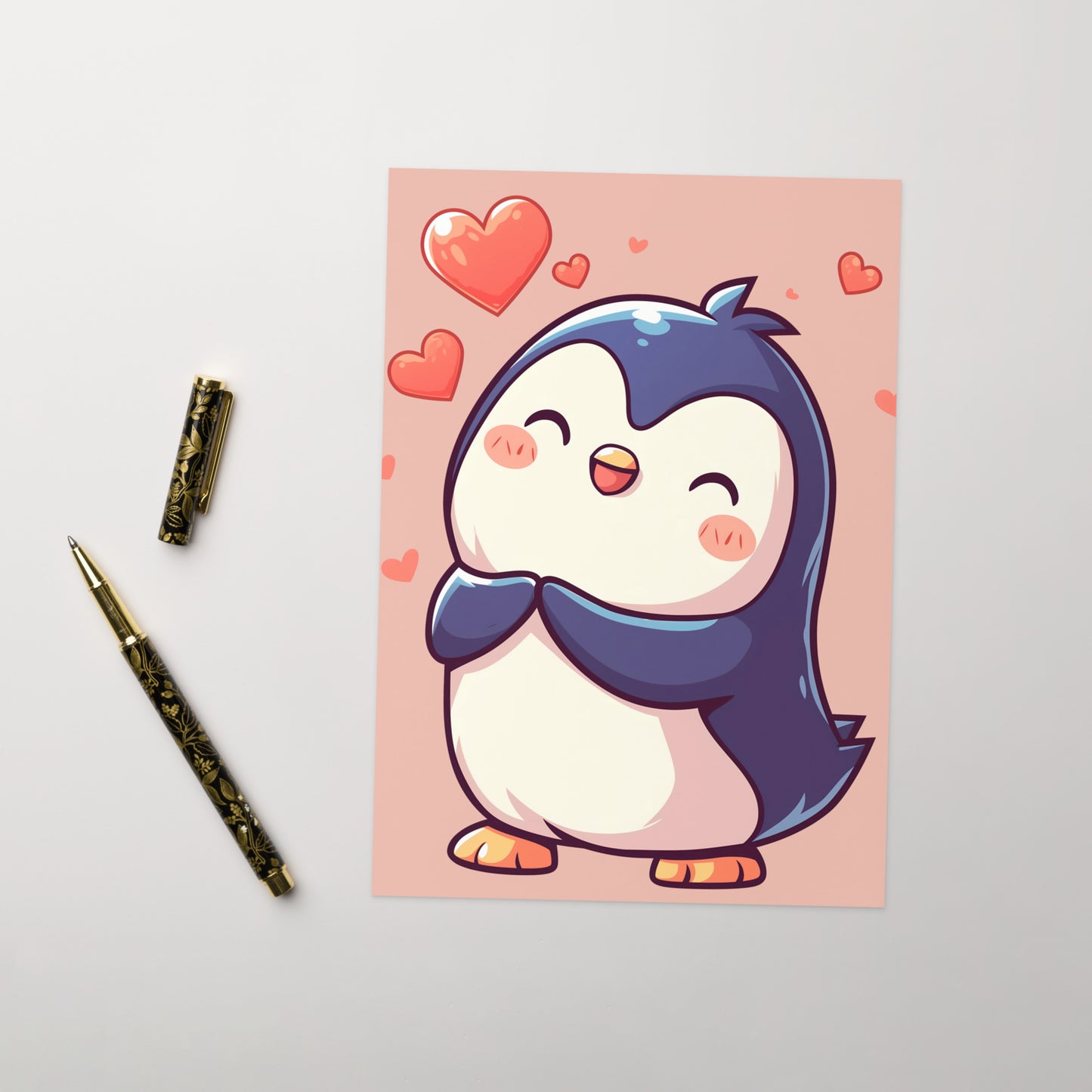 Amour de pingouin mignon Carte de voeux