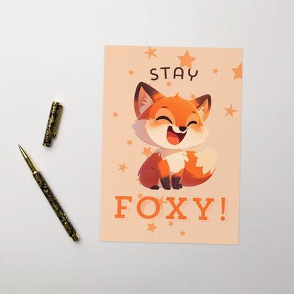 Restez foxy dessin animé renard roux Carte de vœux