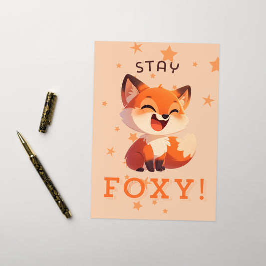 Restez foxy dessin animé renard roux Carte de vœux