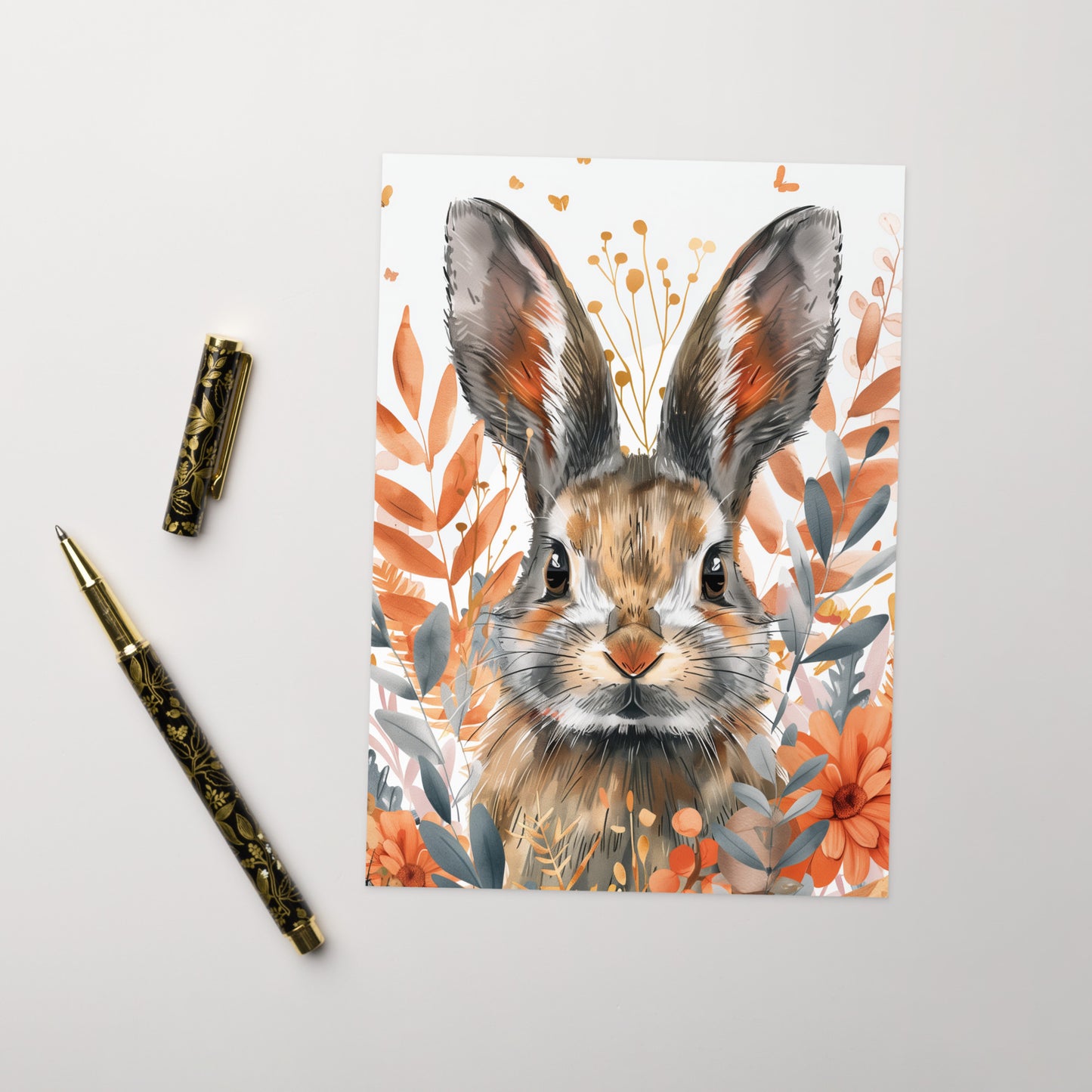 Brown tabby field bunny Greeting card