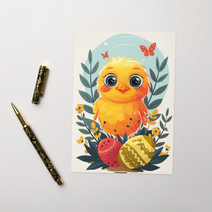 Cute yellow chick for Easter Greeting card