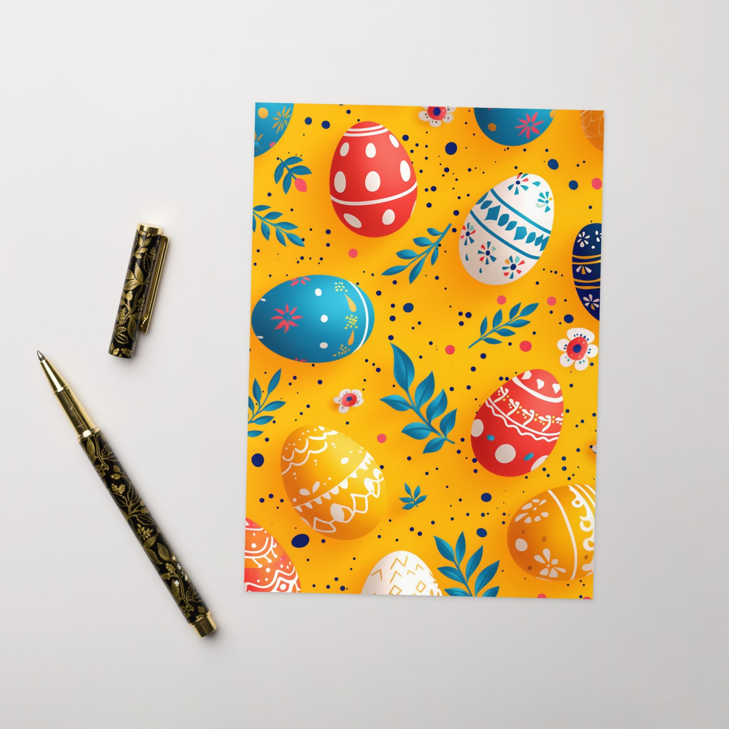 Yellow Easter eggs pattern Greeting card