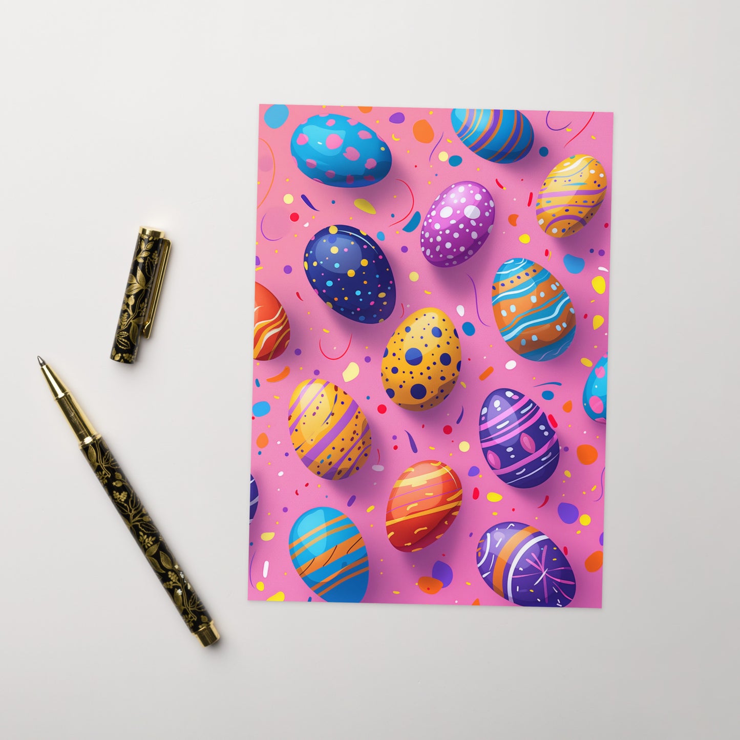 Pink Easter eggs pattern Greeting card