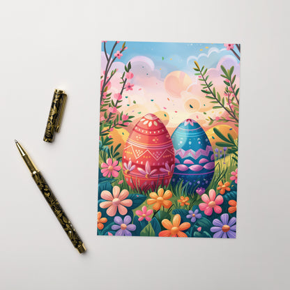 Two Easter eggs in a field Greeting card