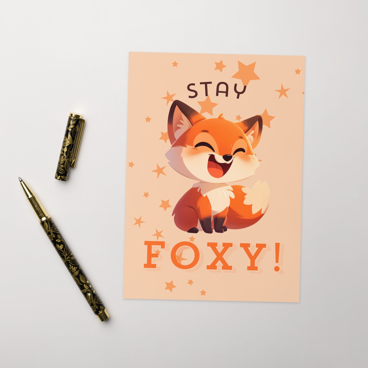 Stay foxy cartoon red fox Greeting card