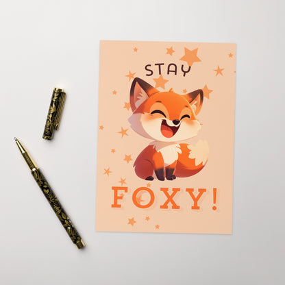 Restez foxy dessin animé renard roux Carte de vœux