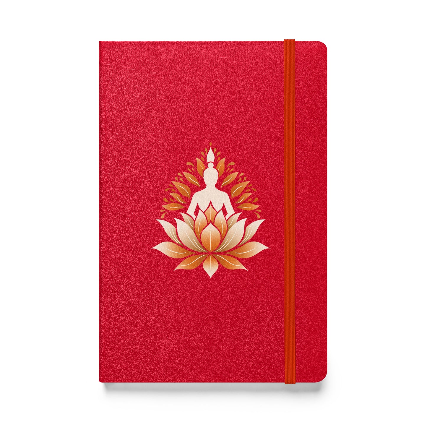 Carnet relié à couverture rigide orange méditation lotus