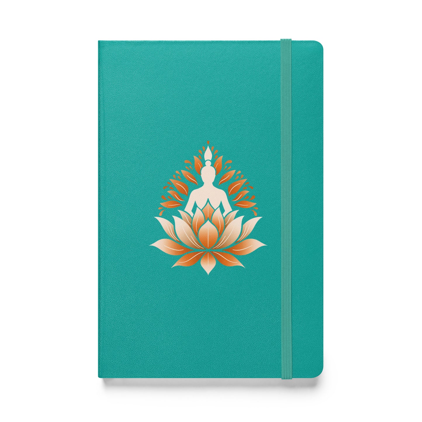 Carnet relié à couverture rigide orange méditation lotus