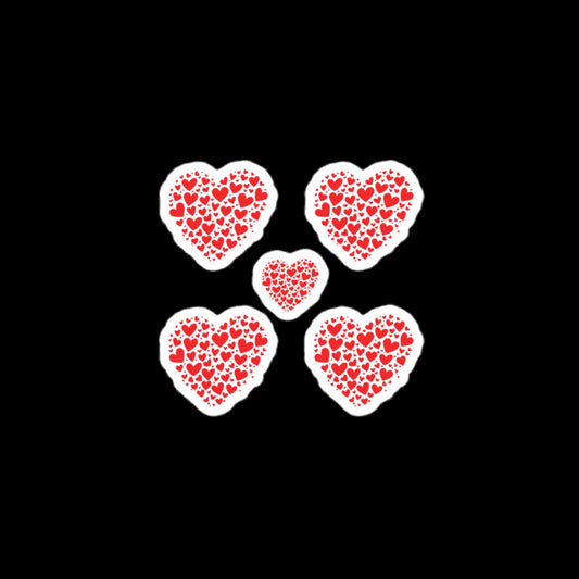 5 red hearts made of hearts Bubble-free stickers - Maddrick