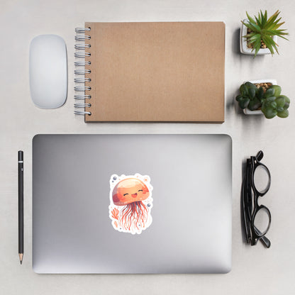 Smiling jellyfish kawaii Bubble-free stickers