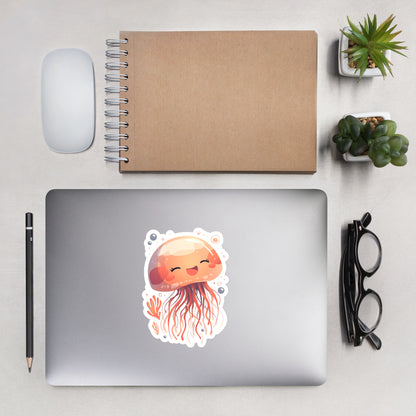 Smiling jellyfish kawaii Bubble-free stickers