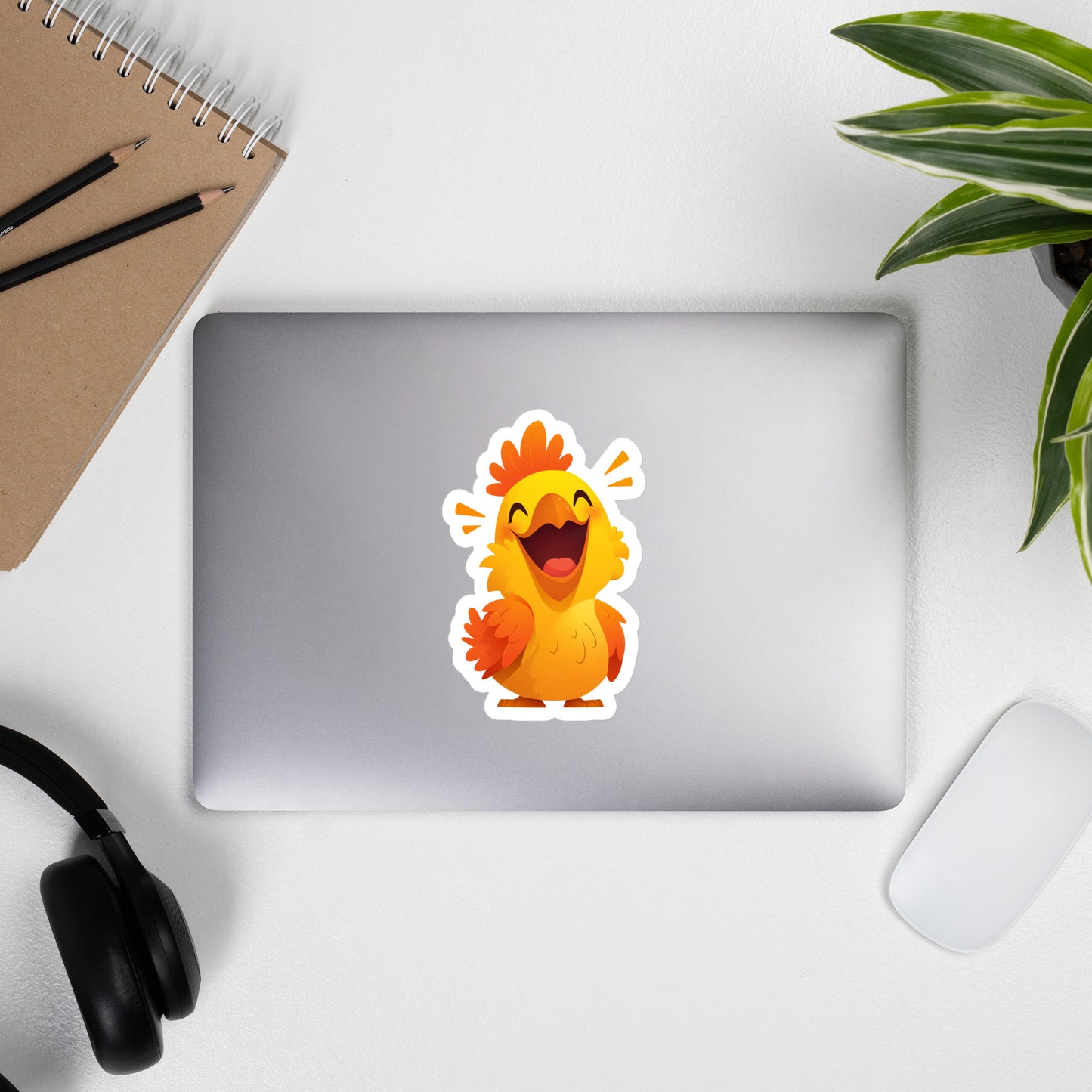 Happy yellow rooster Bubble-free stickers