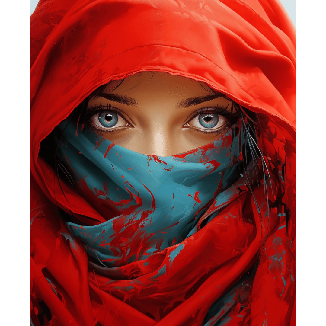 Woman in red veil - Poster - Maddrick