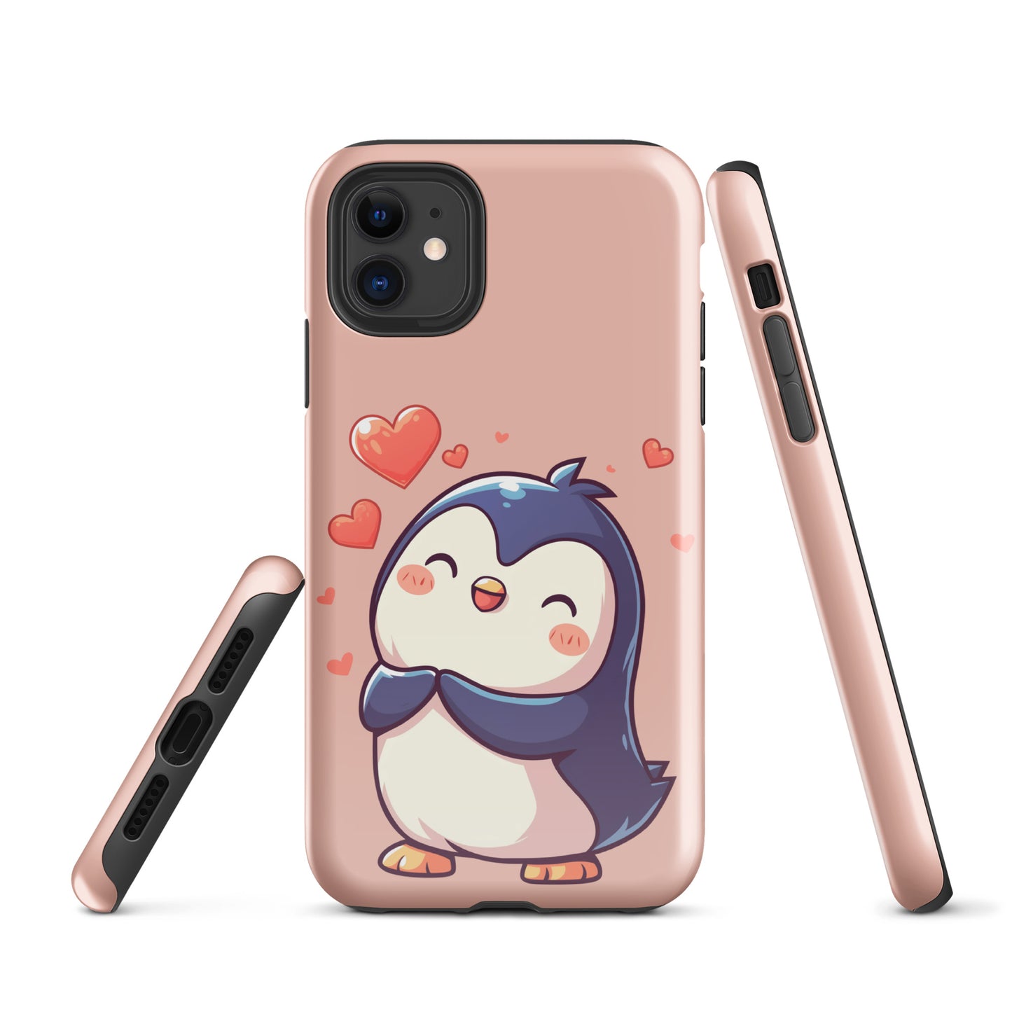 Coque rigide pour iPhone®, joli pingouin, amour