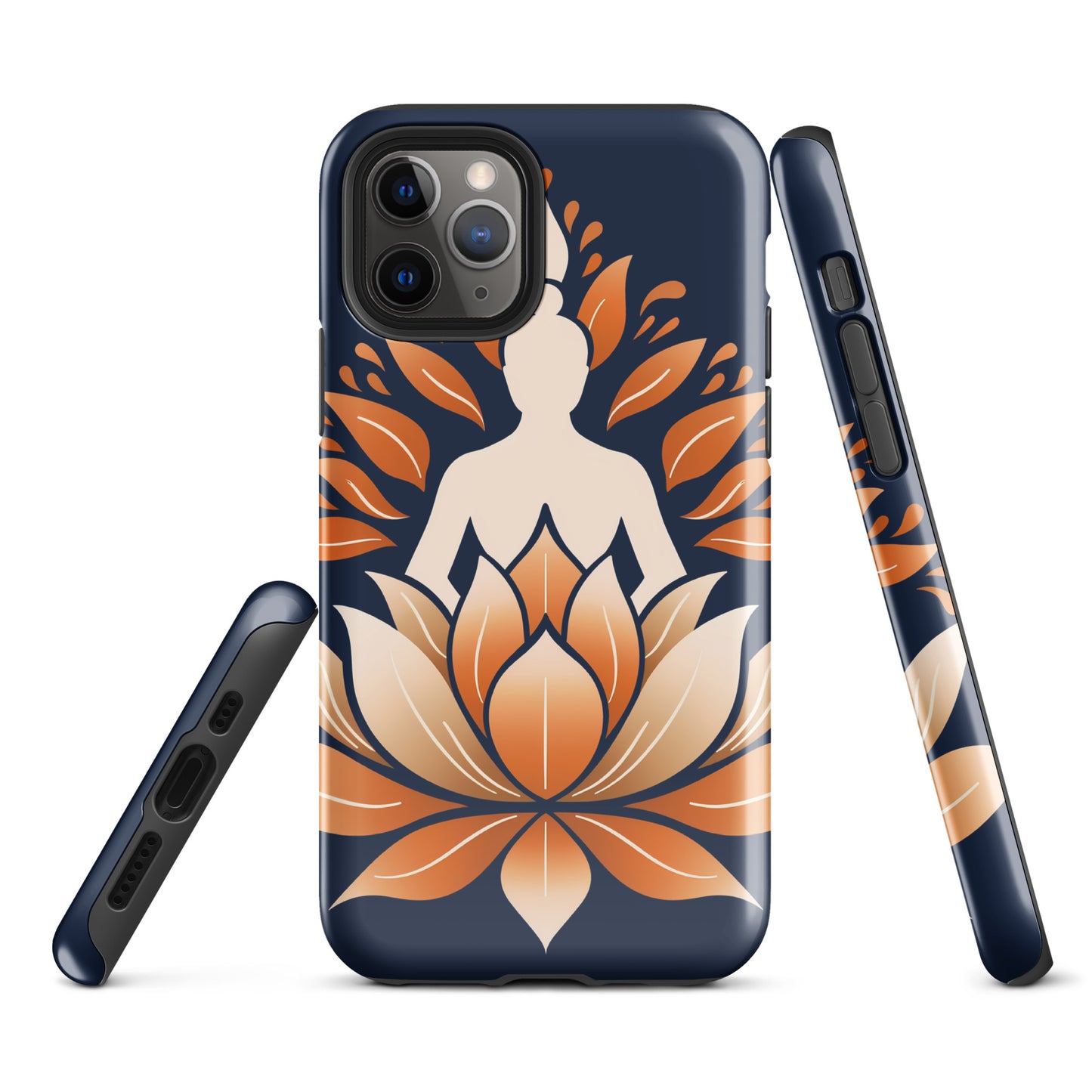 Lotus méditation orange bleu Coque rigide pour iPhone®