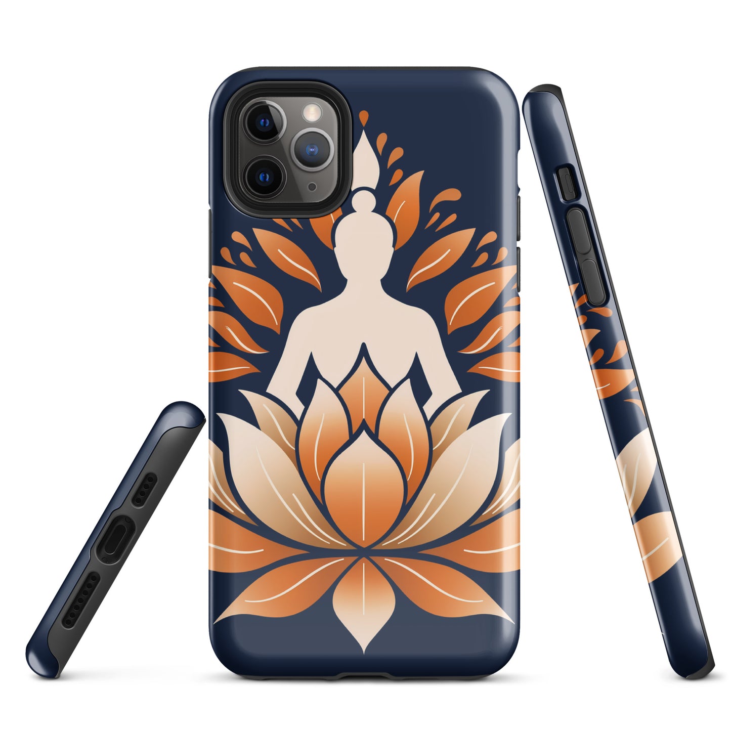 Lotus méditation orange bleu Coque rigide pour iPhone®