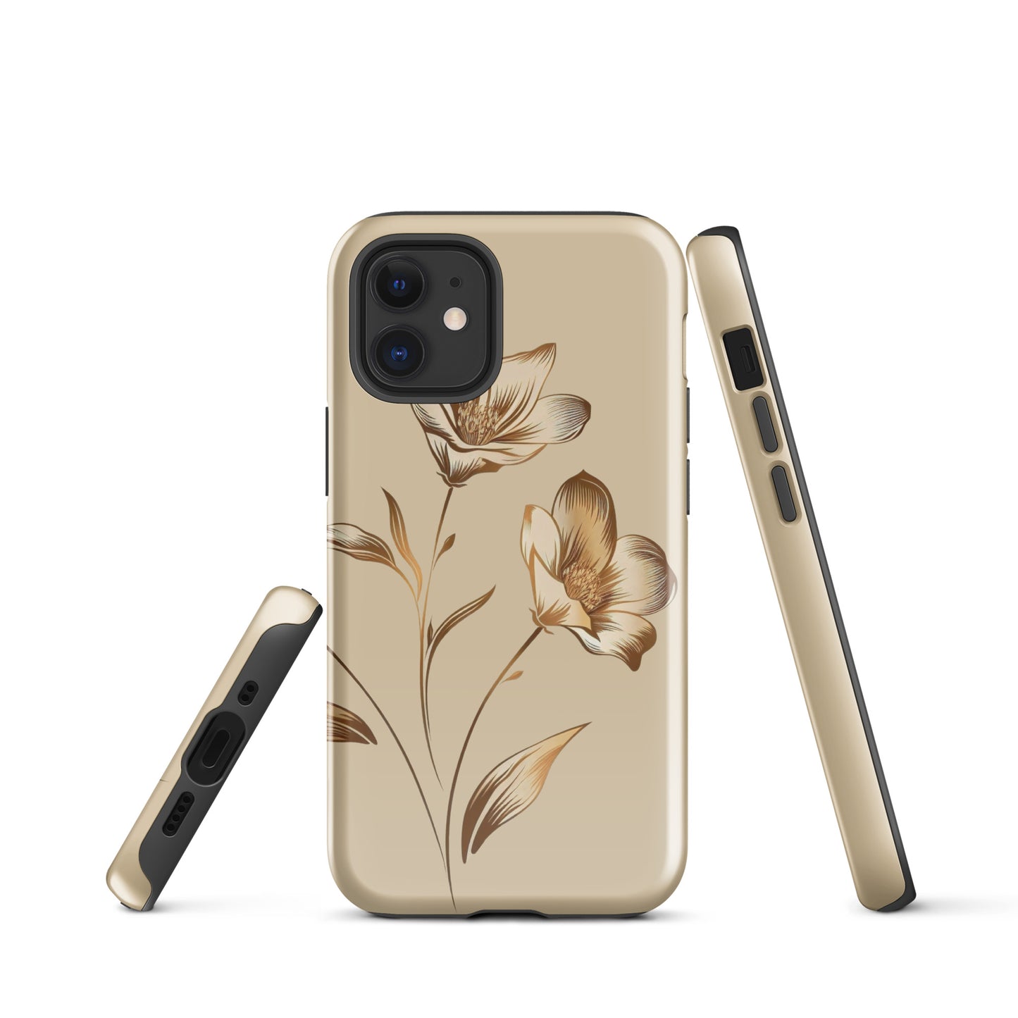 Coque rigide pour iPhone® Bouquet de fleurs dorées