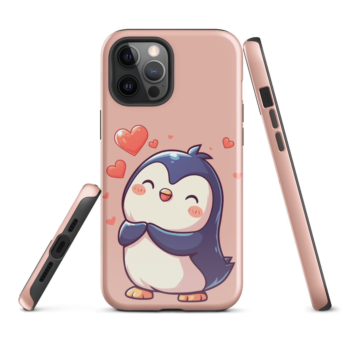 Coque rigide pour iPhone®, joli pingouin, amour