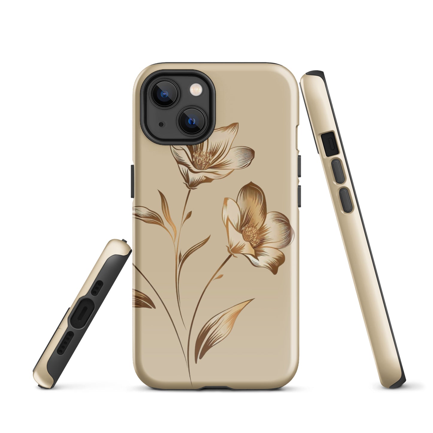 Coque rigide pour iPhone® Bouquet de fleurs dorées