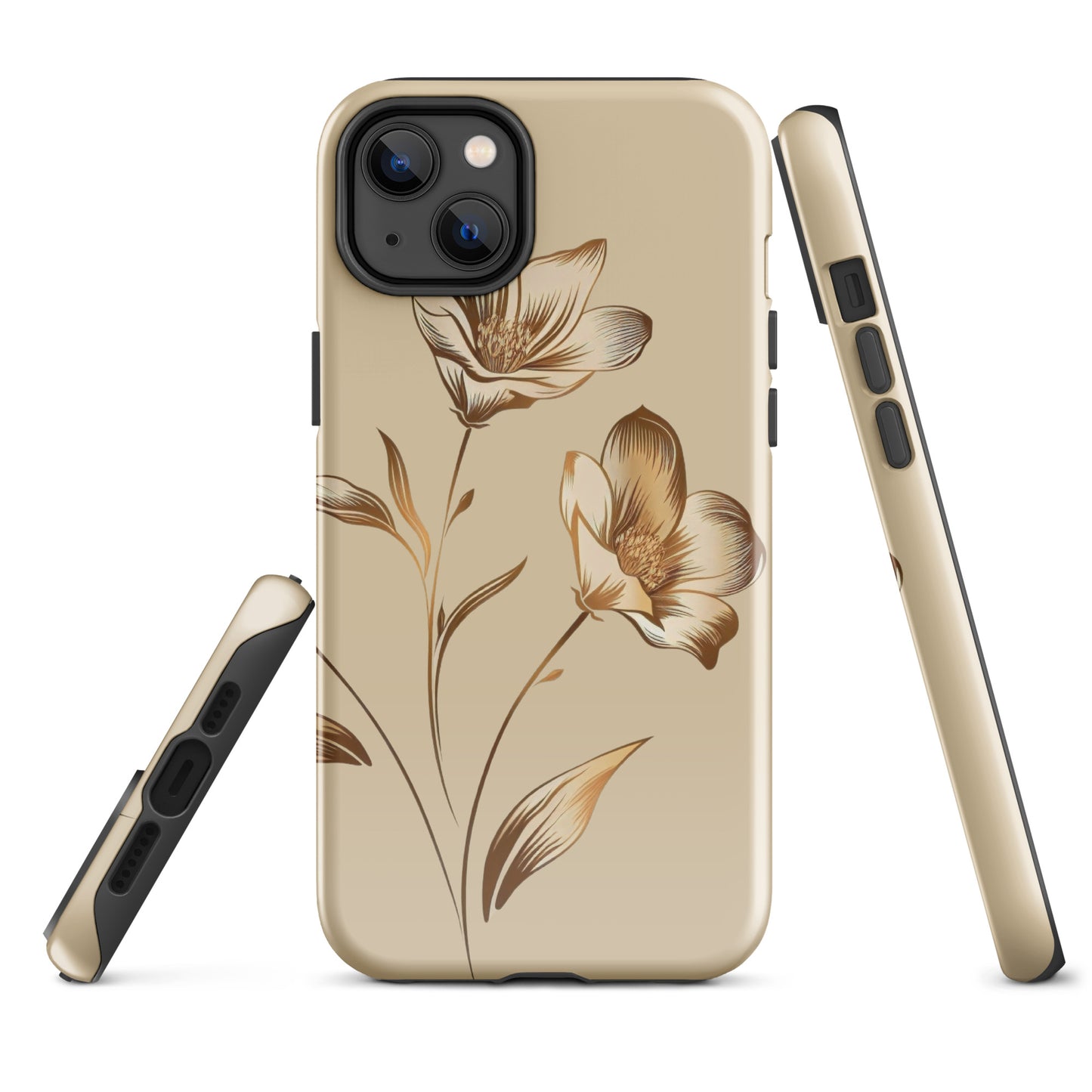 Coque rigide pour iPhone® Bouquet de fleurs dorées