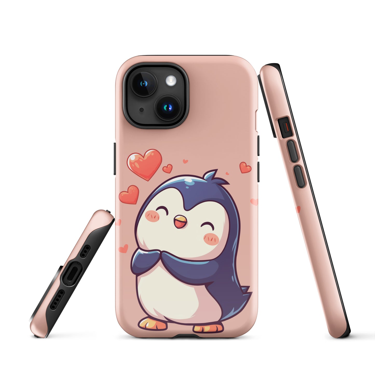 Coque rigide pour iPhone®, joli pingouin, amour