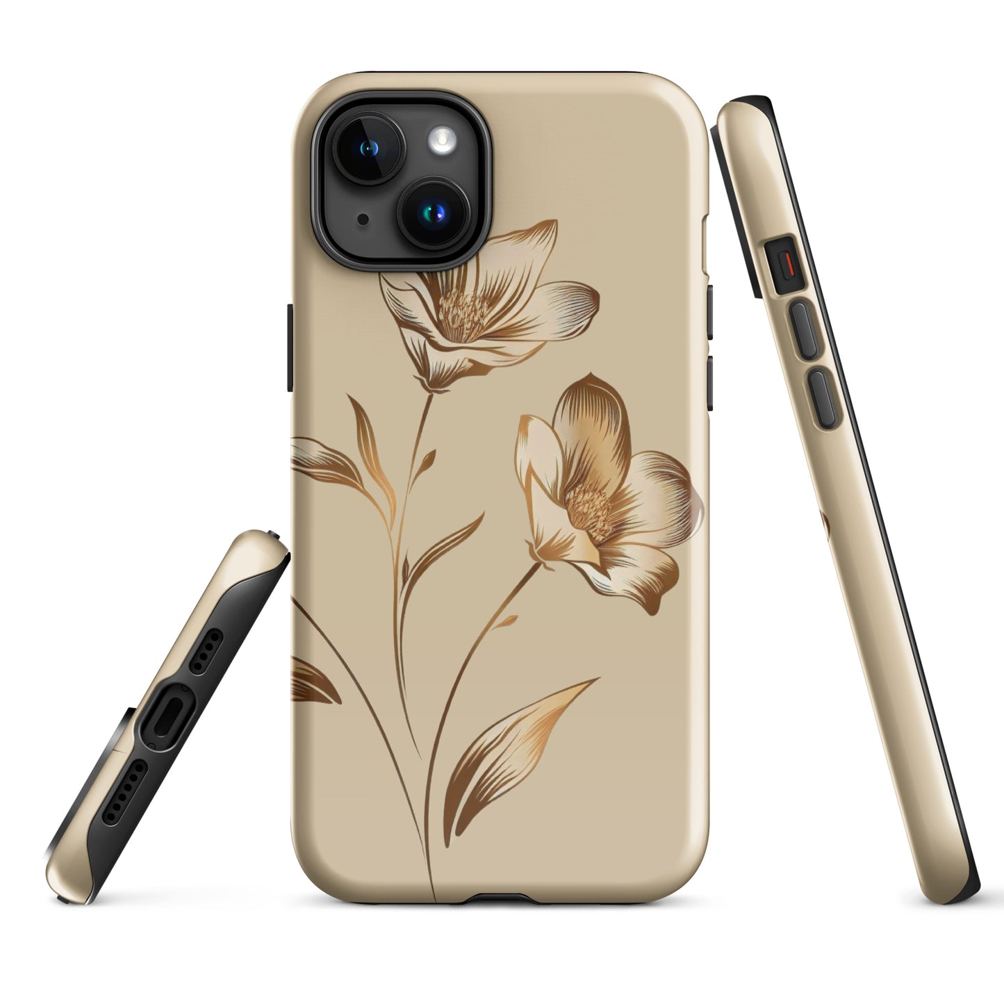 Coque rigide pour iPhone® Bouquet de fleurs dorées