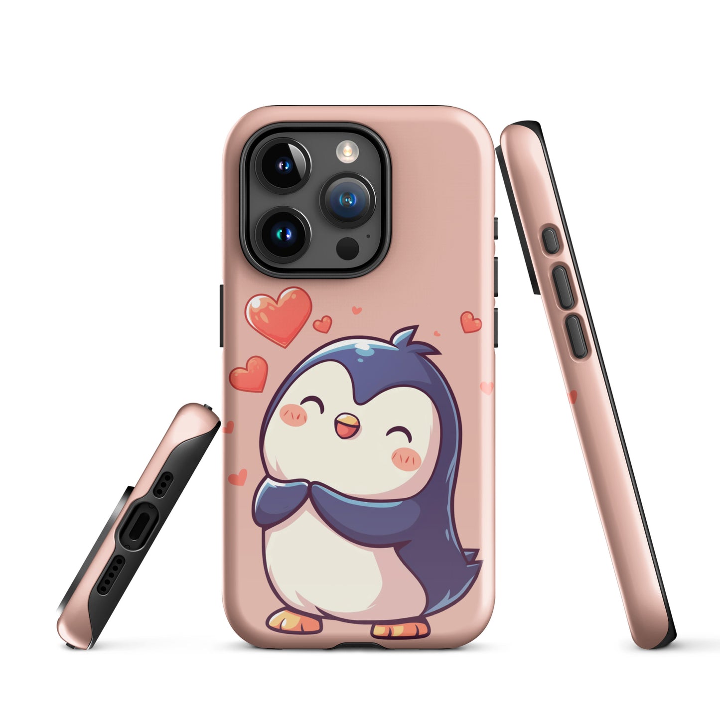 Coque rigide pour iPhone®, joli pingouin, amour