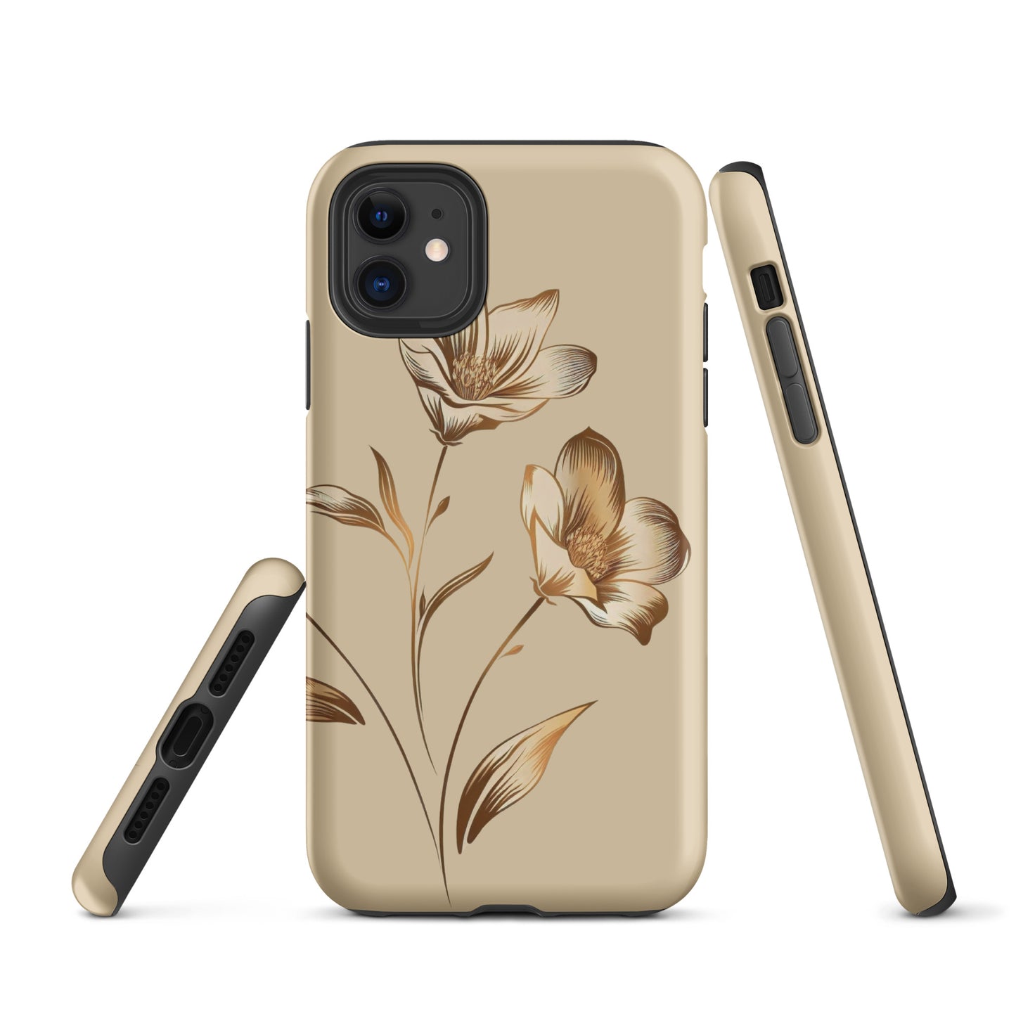 Coque rigide pour iPhone® Bouquet de fleurs dorées