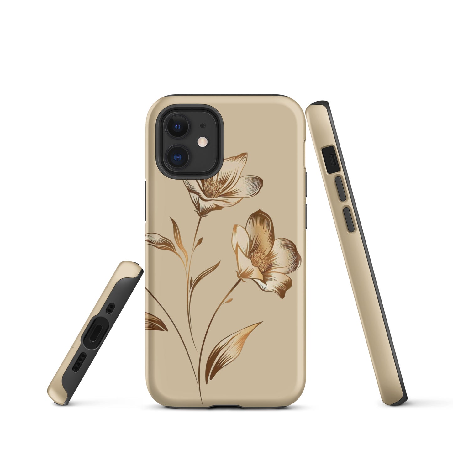 Coque rigide pour iPhone® Bouquet de fleurs dorées