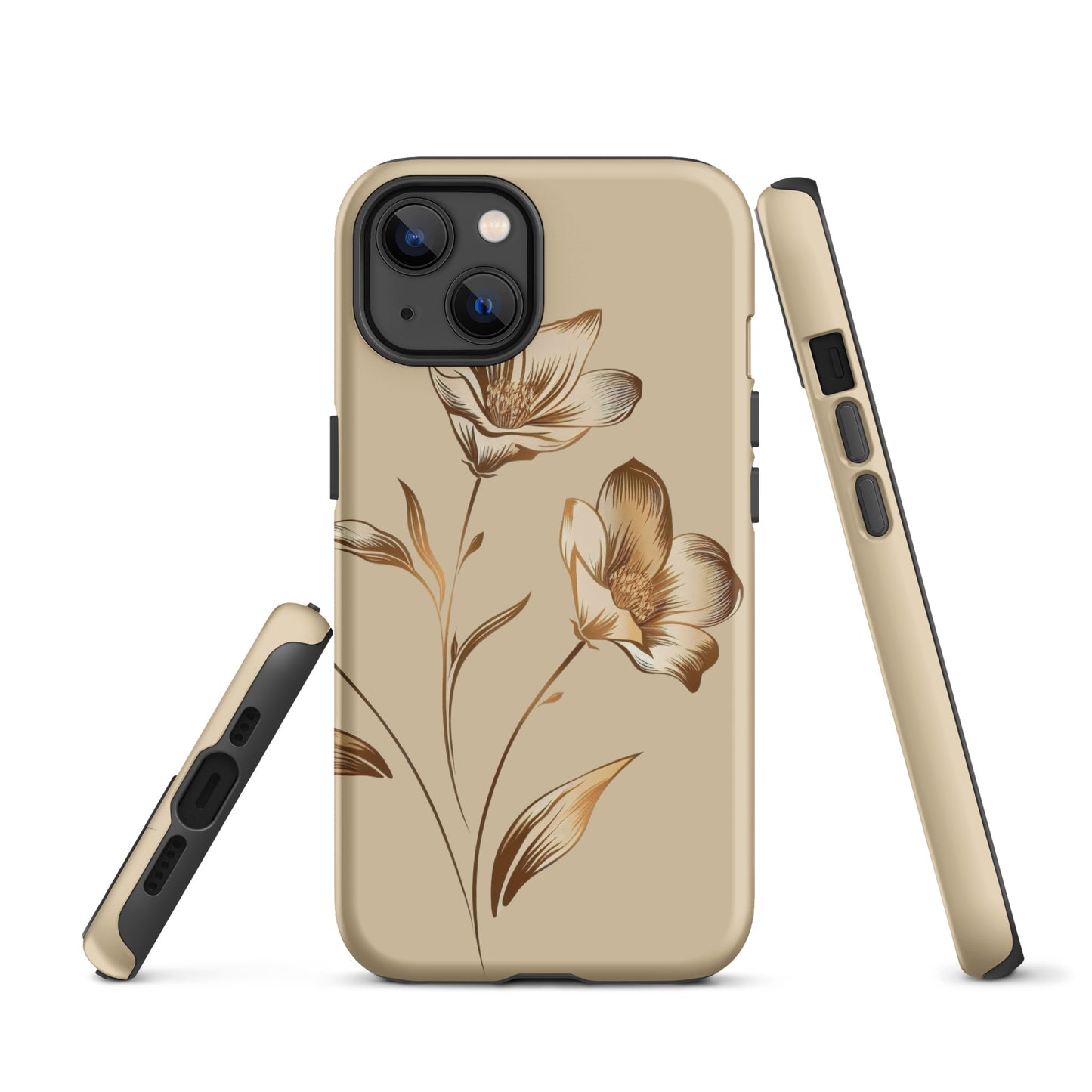 Coque rigide pour iPhone® Bouquet de fleurs dorées