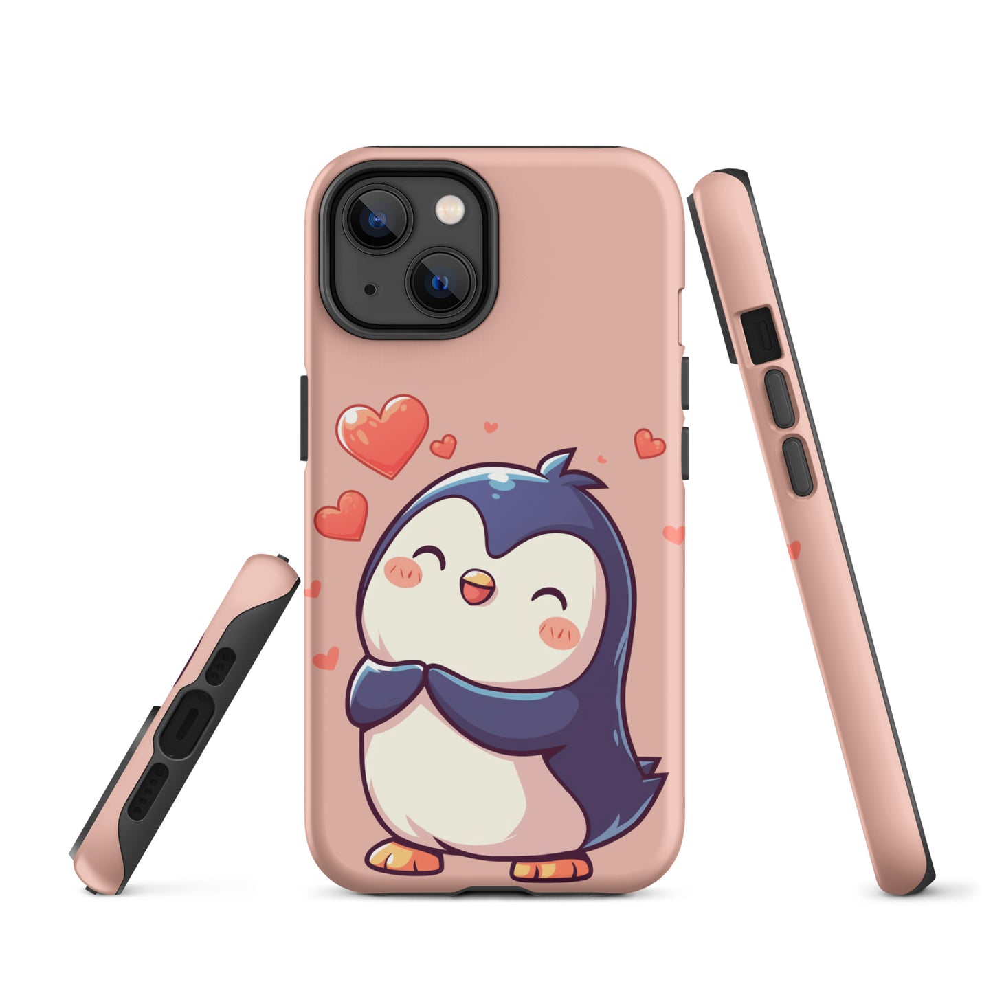 Coque rigide pour iPhone®, joli pingouin, amour