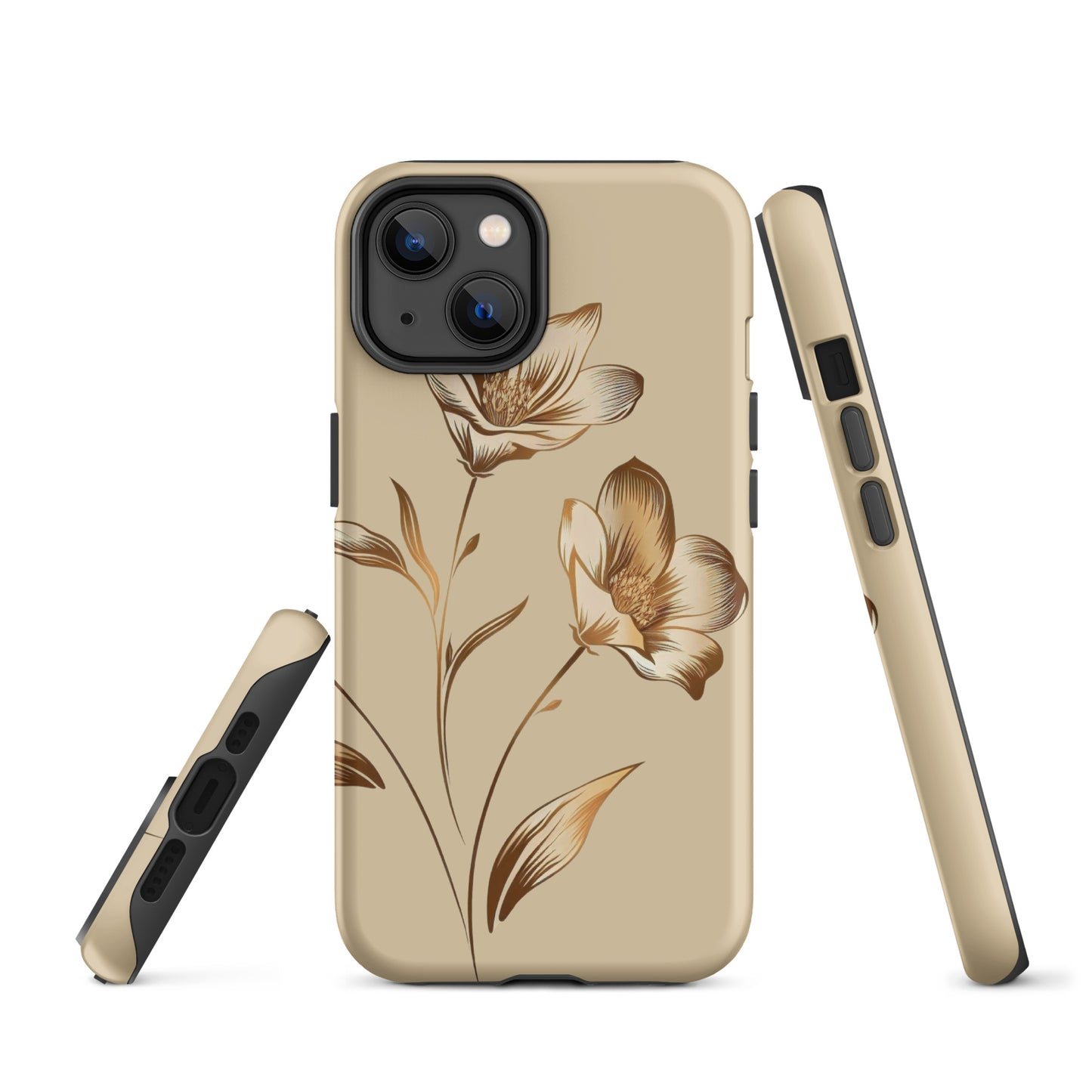 Coque rigide pour iPhone® Bouquet de fleurs dorées