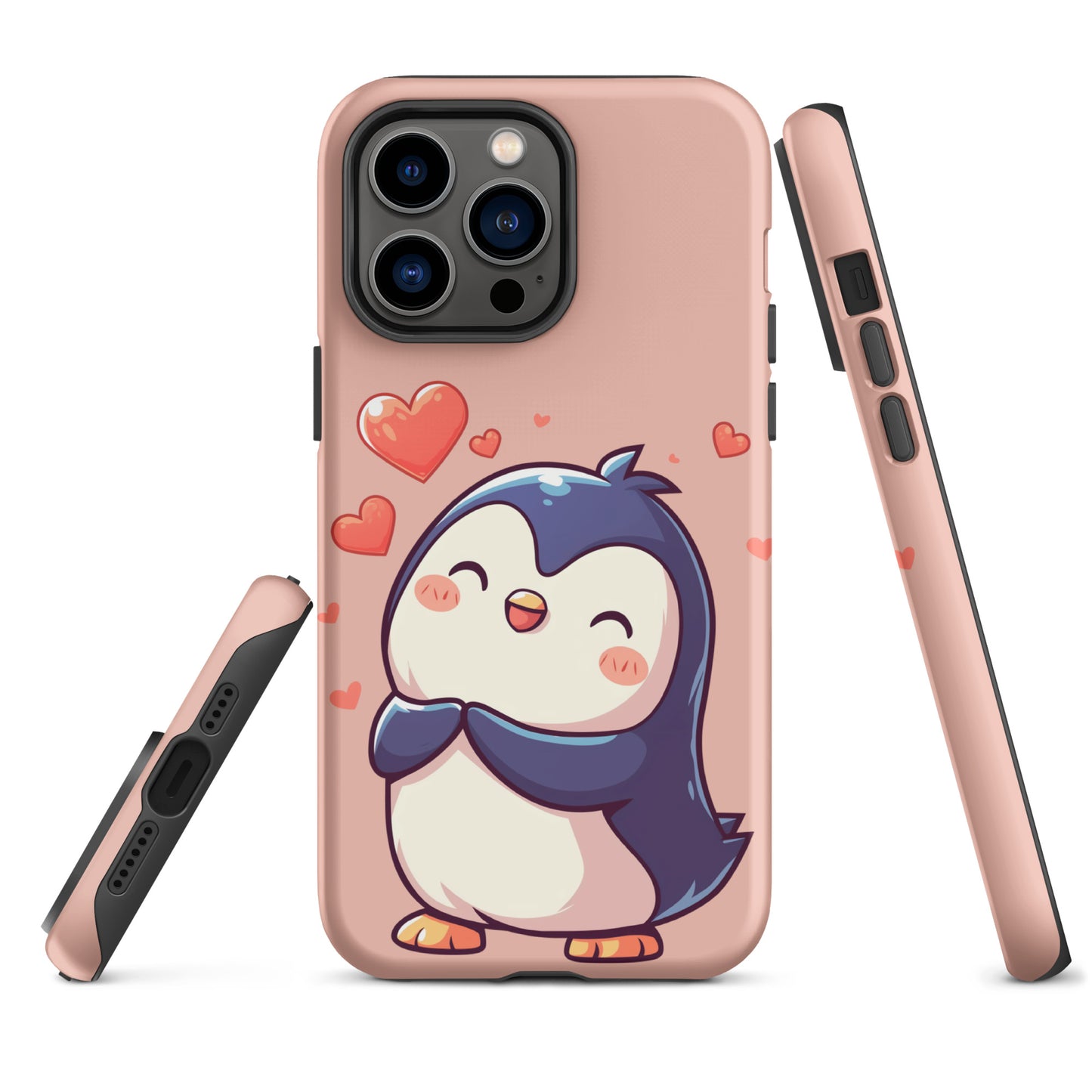 Coque rigide pour iPhone®, joli pingouin, amour