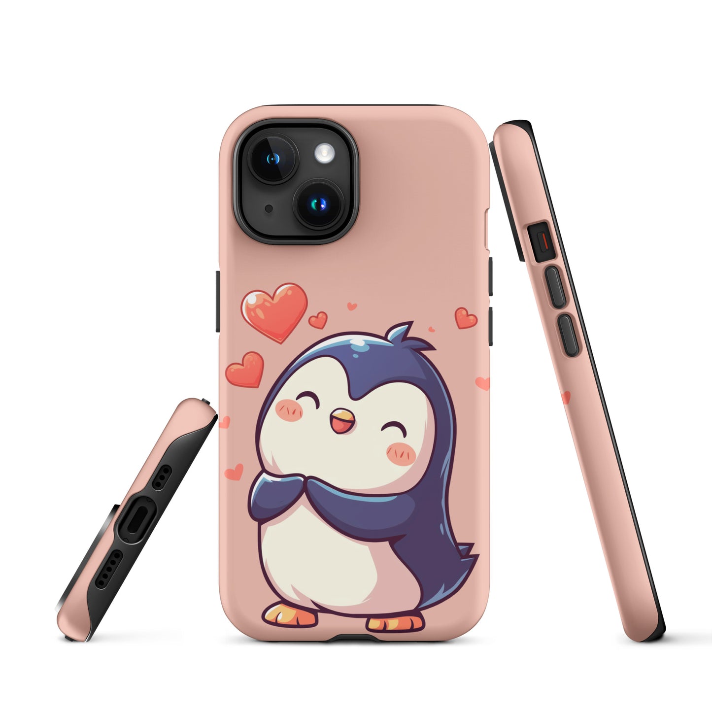 Coque rigide pour iPhone®, joli pingouin, amour