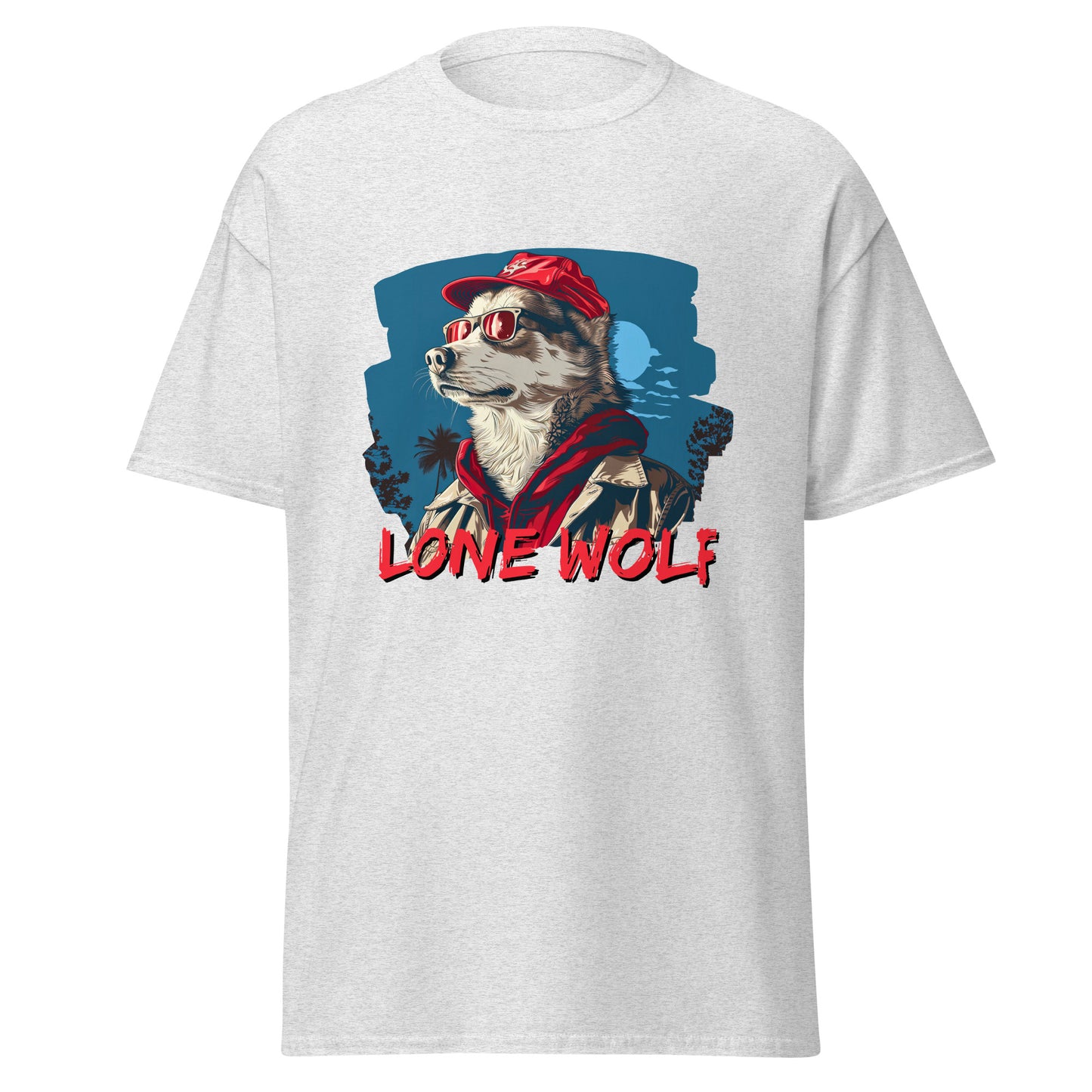 T-shirt classique unisexe avec casquette rouge Lone Wolf