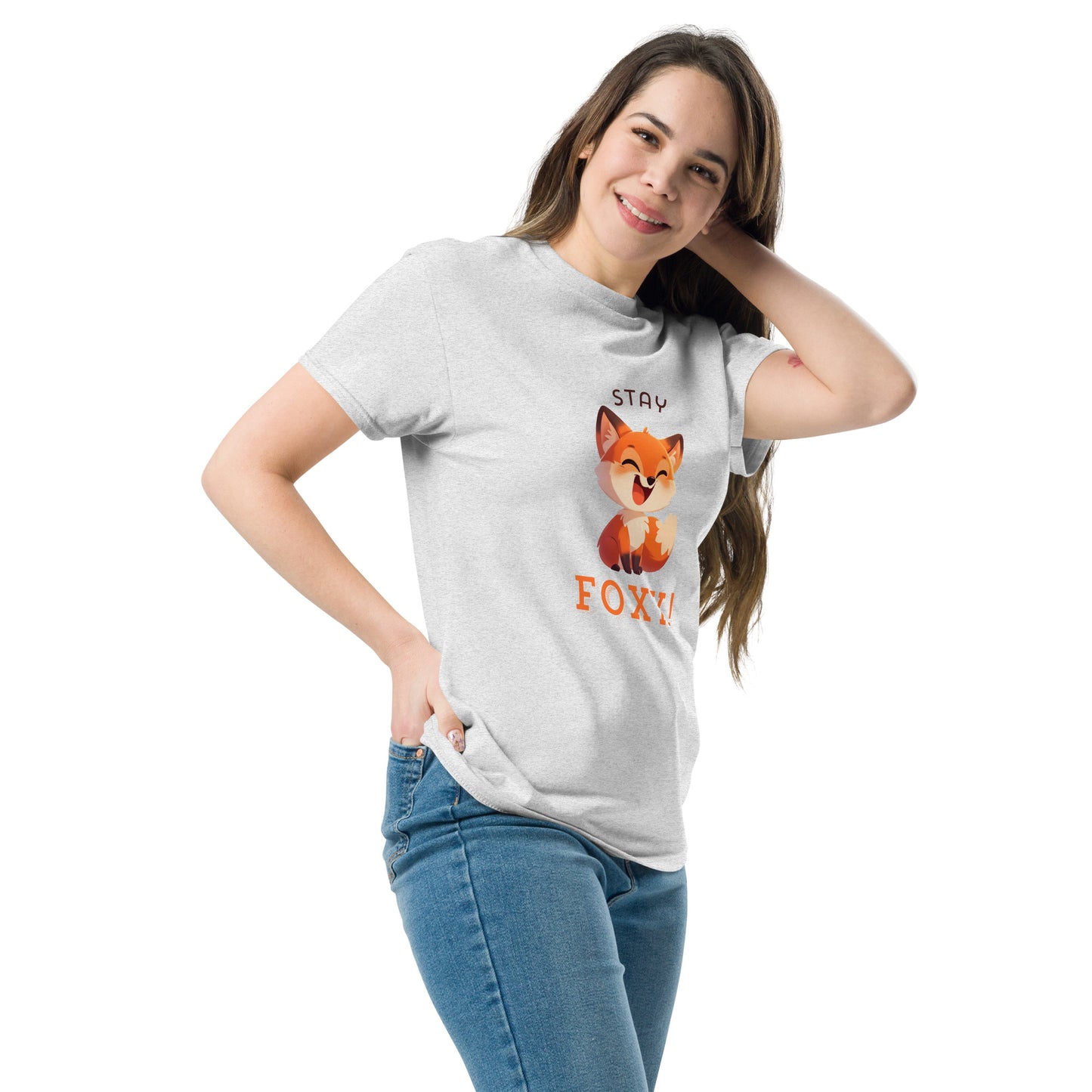 Restez foxy dessin animé renard roux Tee-shirt classique unisexe