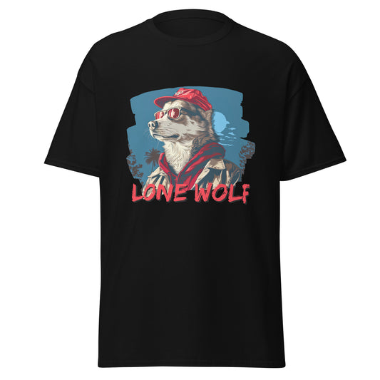 T-shirt classique unisexe avec casquette rouge Lone Wolf