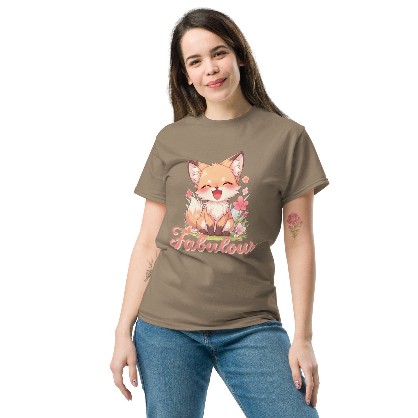 Fabuleux renard mignon souriant Tee-shirt classique unisexe