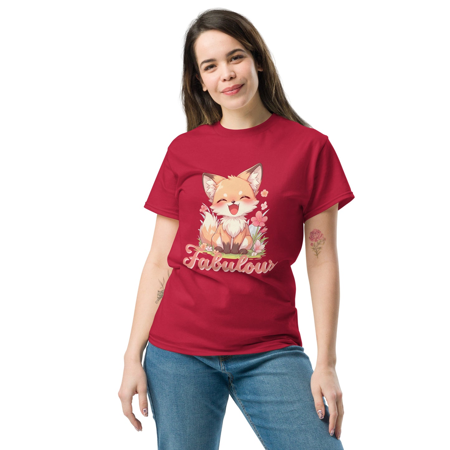 Fabulous cute fox smiling Unisex classic tee