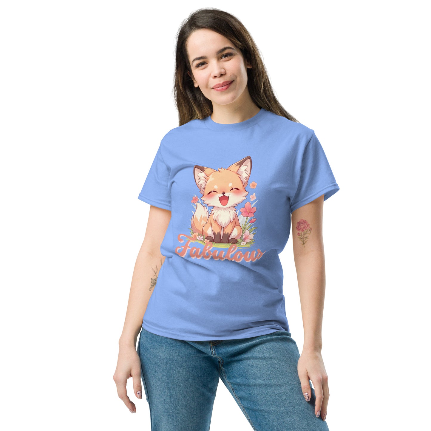 Fabuleux renard mignon souriant Tee-shirt classique unisexe