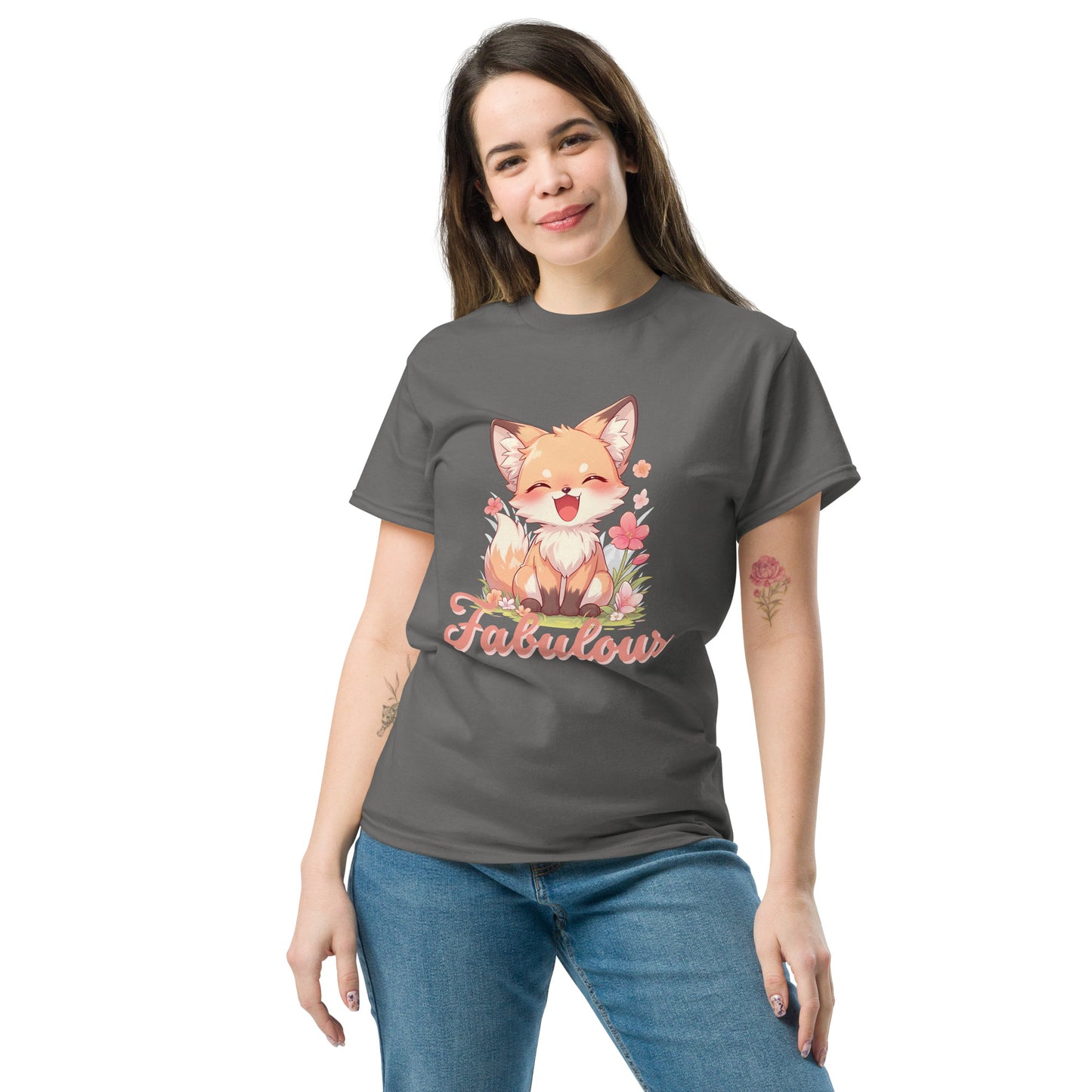 Fabuleux renard mignon souriant Tee-shirt classique unisexe