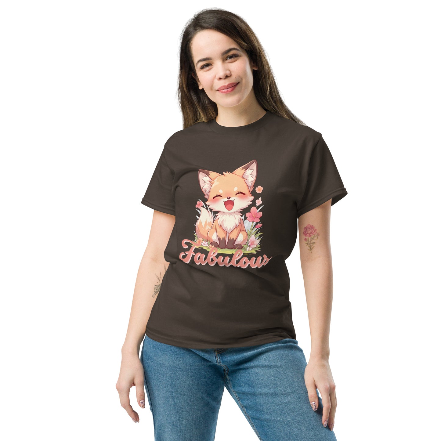 Fabuleux renard mignon souriant Tee-shirt classique unisexe